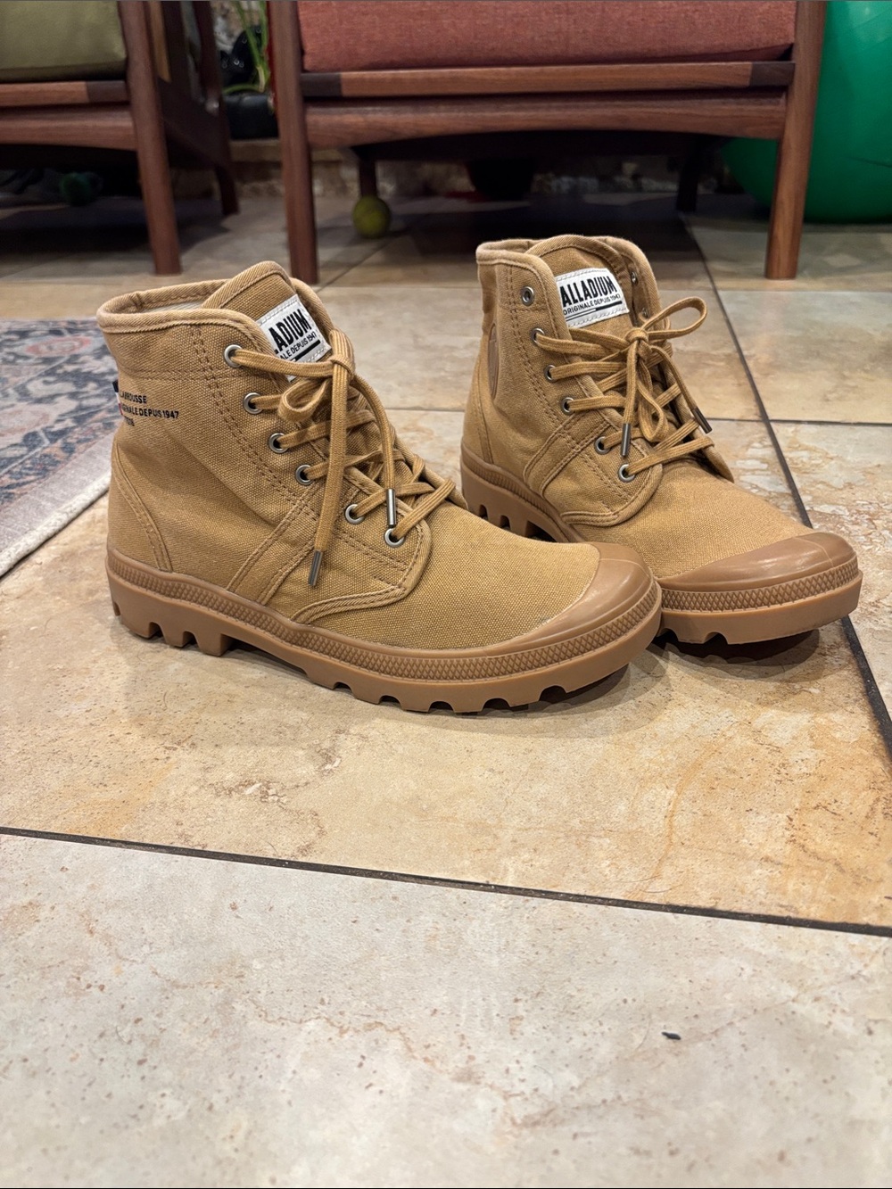 Palladium Light Brown Canvas Lace-Up Boot